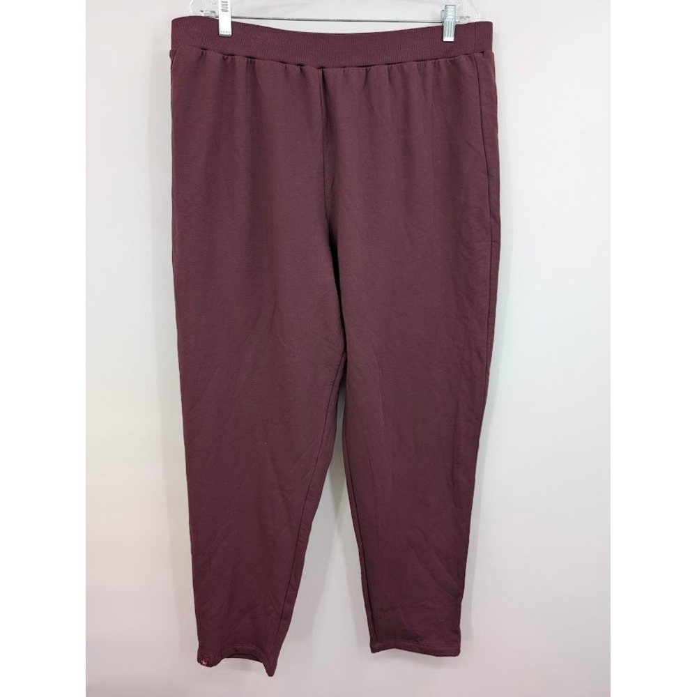 Barefoot Dreams Luxe Milk Jersey French Terry Straight Leg Pants Maroon NWT 1X